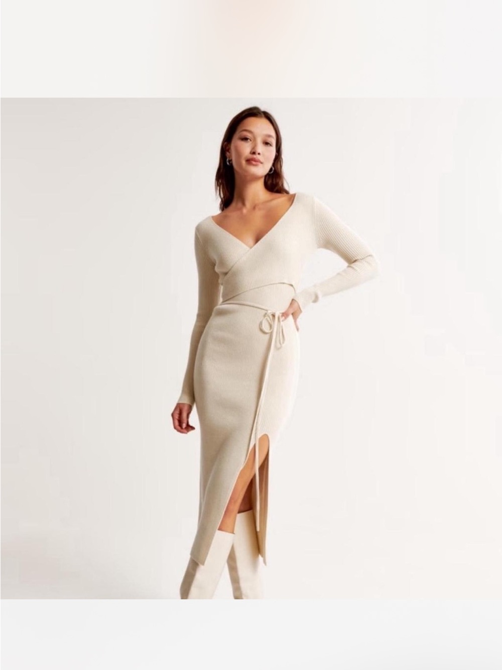 Abercrombie Cream Wrap Sweater Dress - ST
